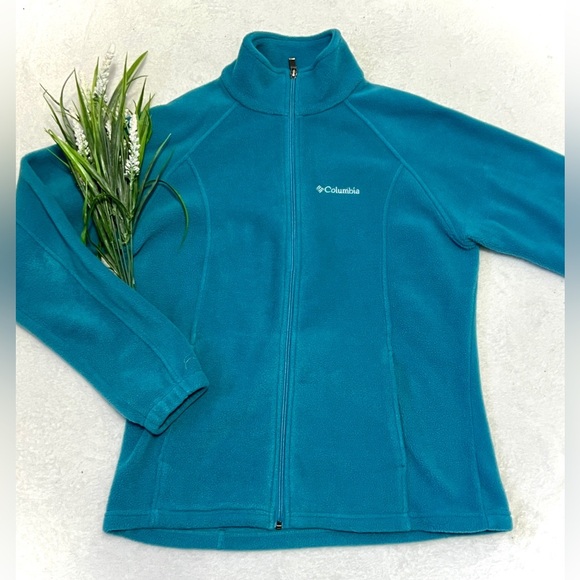 Columbia Turquoise Fleece Full Zip Jacket - Medium - Picture 1 of 9